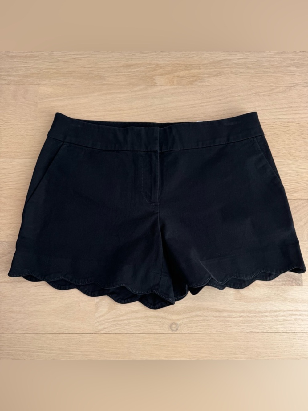 LOFT The Riviera Shorts Scalloped Hem Black NEW